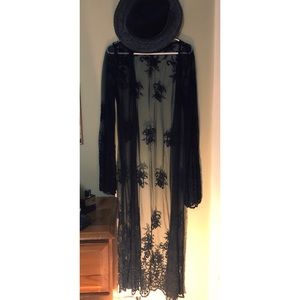 Lace maxi cardigan overlay